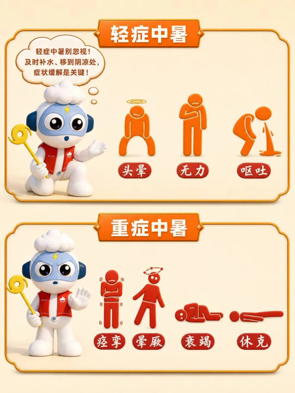 中暑轻重症状表现